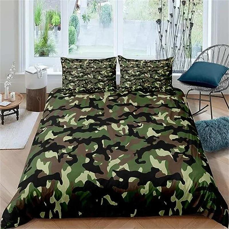Camouflage Duvet Cover American Patriotic Flag Comforter Polyester Bedding Set Usa Stars Stripes For Boys Kids Teens Adult