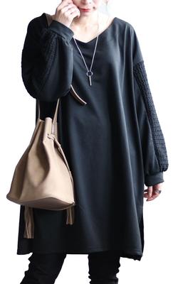 Gold Japan Plus Size Dolman Long Drop Perfect for Fall and Size 3L Women's Tunic, Sleeve, A-Line, Shoulder, Slit, Spring, Black, (bai-0143)