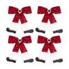 Seasonal Hair Accent Set of 4, Christmas Hair Accessory with Red Holiday Design, White Trim, Winter Party Use and Holiday Outfit Wear