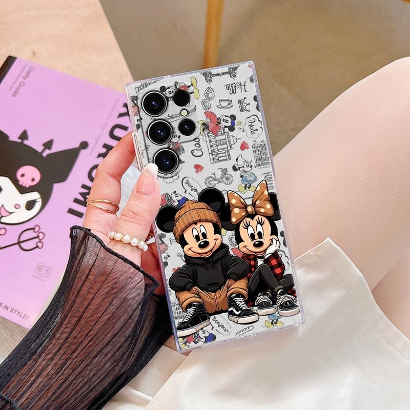 Mickey Minnie Brand Transparent Case For Samsung Galaxy S26 S25 Ultra S24 S22 S26 Plus S20 S23 S21 S25 FE 5G Clear Silicon Cover