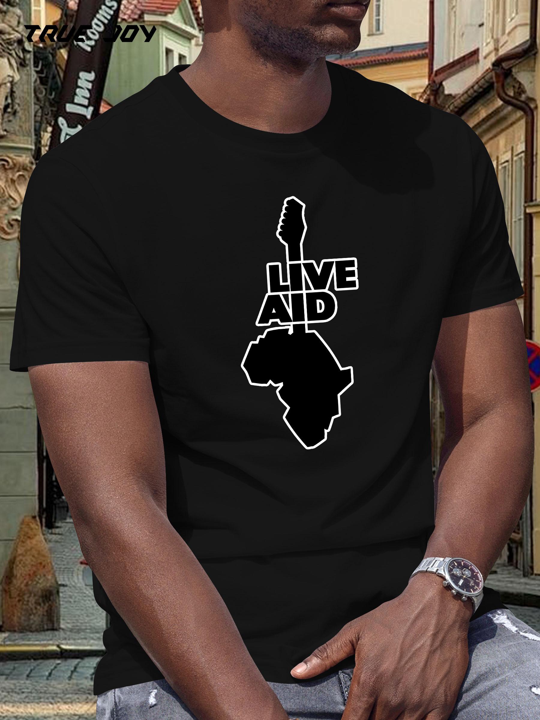 Live Aid Graphic T-shirt - Black  White Print S