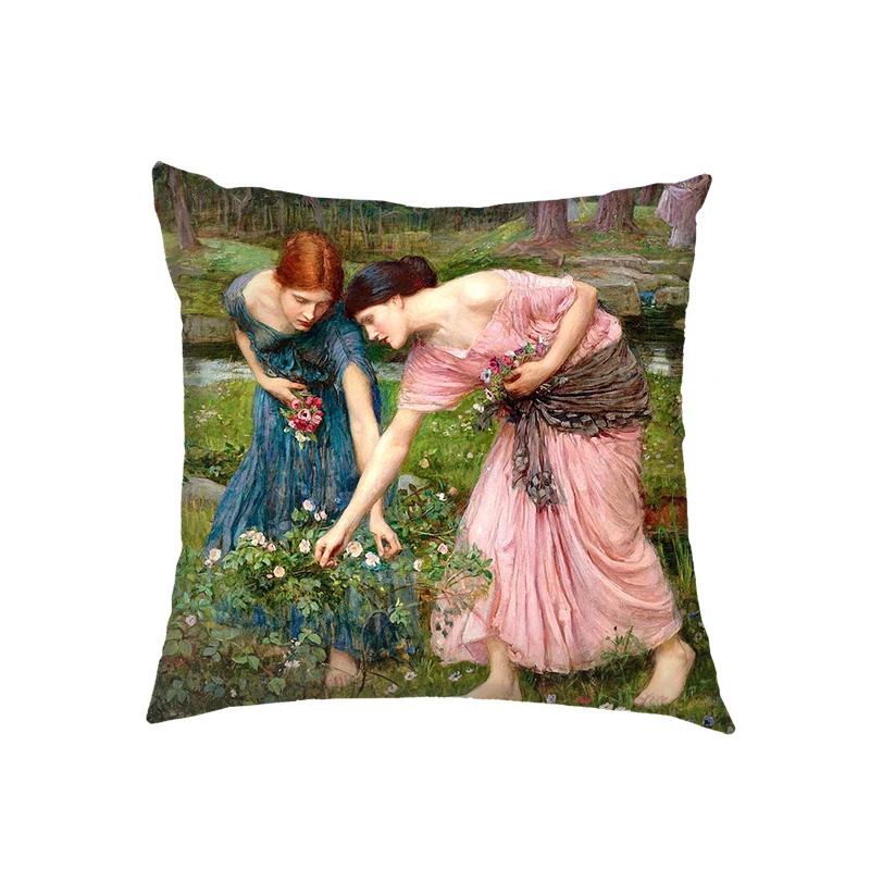 Artist John William Waterhouse Cushion Cover Religious Goddess Angel Pillowcase for Sofa Home Decor Throw Pillow Case Covers