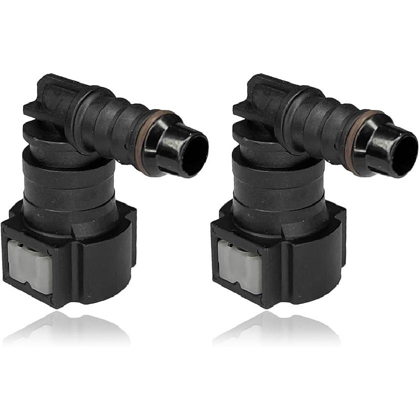 2 PCS Fuel Line Quick Connector, Bundy Female to Hose Barb Straight Fuel Line Connector for 5/16 ID to 3/8 SAE Nylon Tubing, Straight Push-On Quick Bend