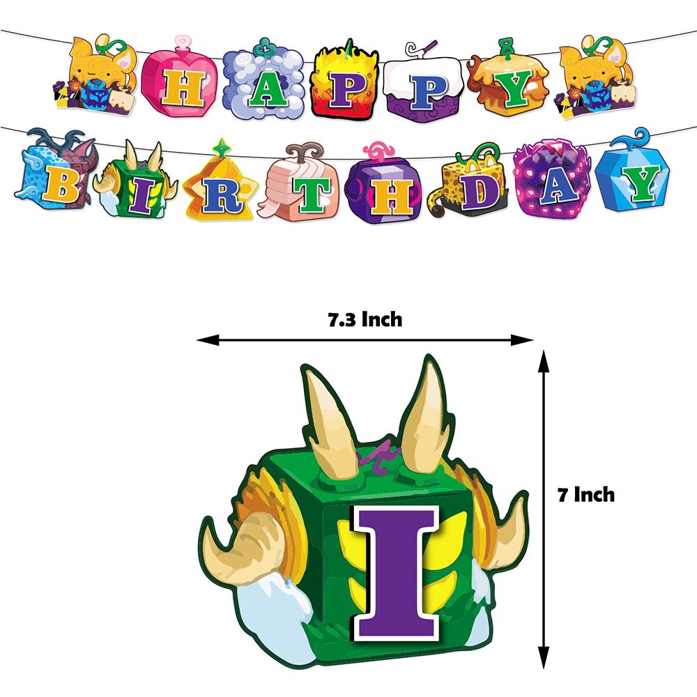 Blox Fruits Birthday Party Decoration Including Banner Cupcake Toppers Balloons
