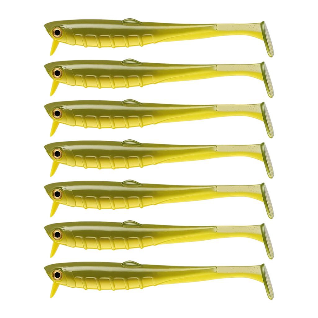Taiyu 7 Pack T-Tail Soft Plastic Fishing - 3.5in 1/8oz, Two-Tone, Lifelike Soft Worm for Fishing