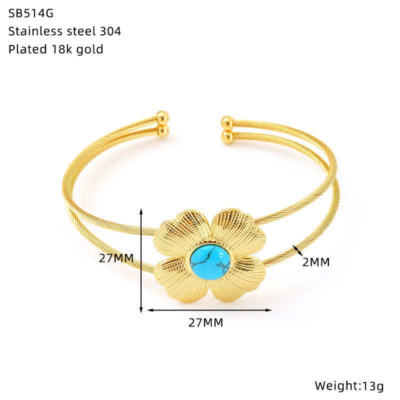 Gold Titanstahl Armband Verblasst Nicht Türkis Design Einfaches Luxusarmband Armband