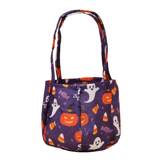Baizihuahu Halloween Candy Bucket for Kids, Non-Woven Trick or Treat Tote Basket, Pumpkin Ghost Snack Holder with Handle Party Favors