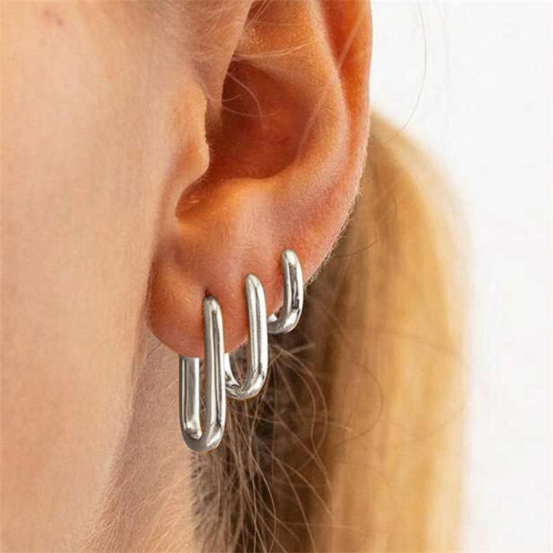 Cross-border Simple Earrings, High-end Niche Men's and Women's European and American Alloy Earrings, Personalized Temperament, Rock Punk Earrings.