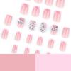 24 Stück Kurze Press-on-Nägel Künstliche Nägel Mit 3D-Schleifen-Charms Designs Acryl Französische Aufklebe-Nägel Maniküre Nagelkunst