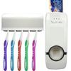 Korean Automatic Toothpaste Dispenser Set with Five-Slot Toothbrush Holder and Touch-Activated Squeezer - English Packaging