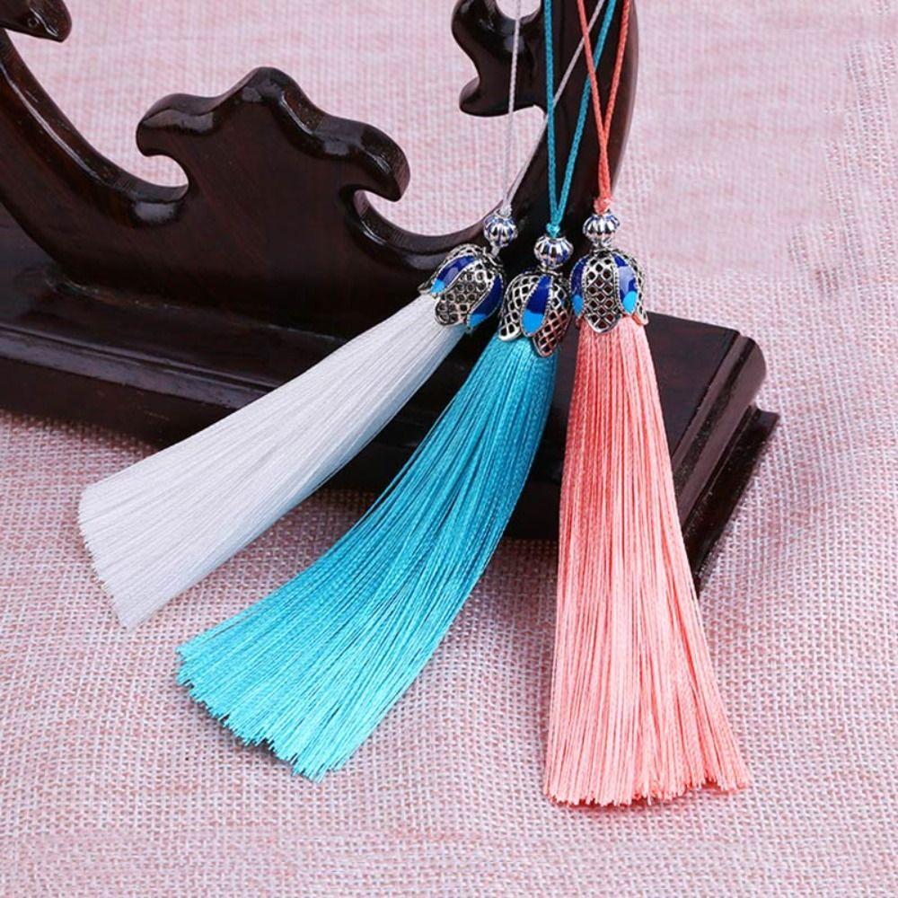Tassels Polyester Phone Pendant Mobile Phone Straps Mobile Phone Lanyard Silk Cloisonne Keychain