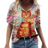 Summer Owl T-Shirts Animal 3D Print Women V-Neck Short Sleeve T Shirt Streetwear Y2K Casual Tees Harajuku Tops Female Clothing