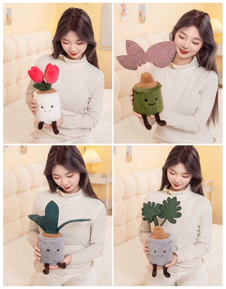 Stil JC Lalea Coadă de Tigru Monstera & Orhidee în Ghiveci Jucărie de Pluș Decor de Interior