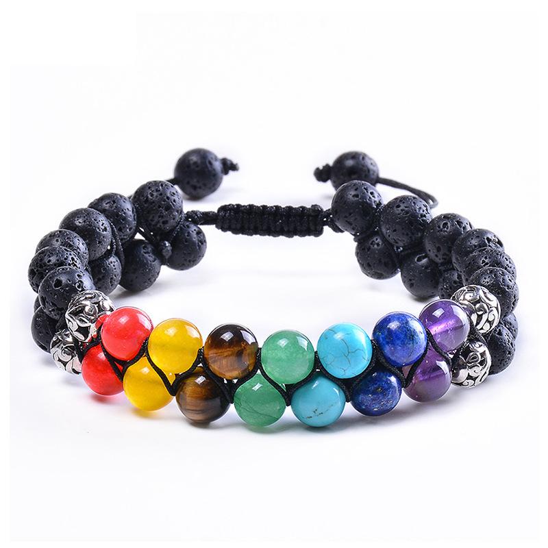 

JYL TS Bracelet Colorful Double Layer Woven Design Invites Vibrancy & Harmony Double layer volcanic камео розовый
