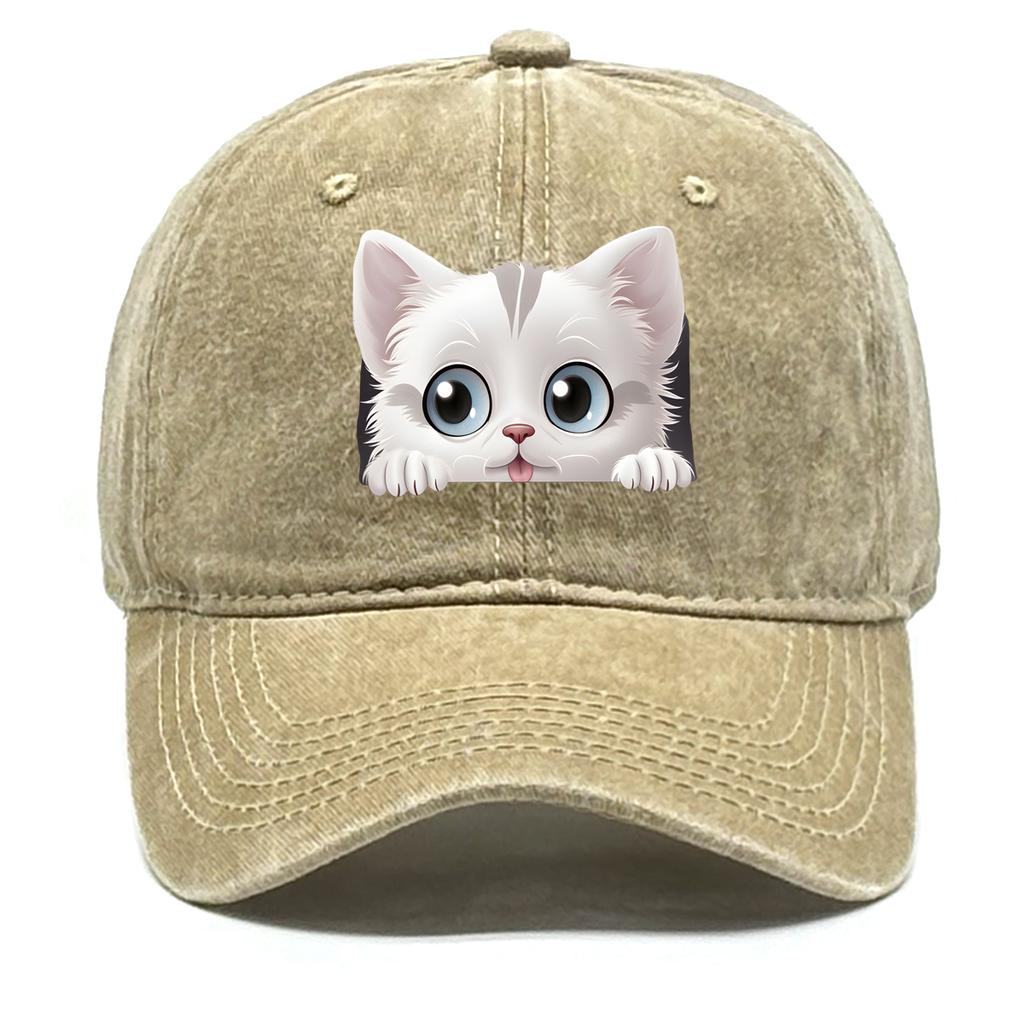 Cute Cat Print Snapback Sun Hat Cat Avatar Woman's Cap Cozy Adjustable Strap Baseball Hat Perfect For Outdoor Accessory
