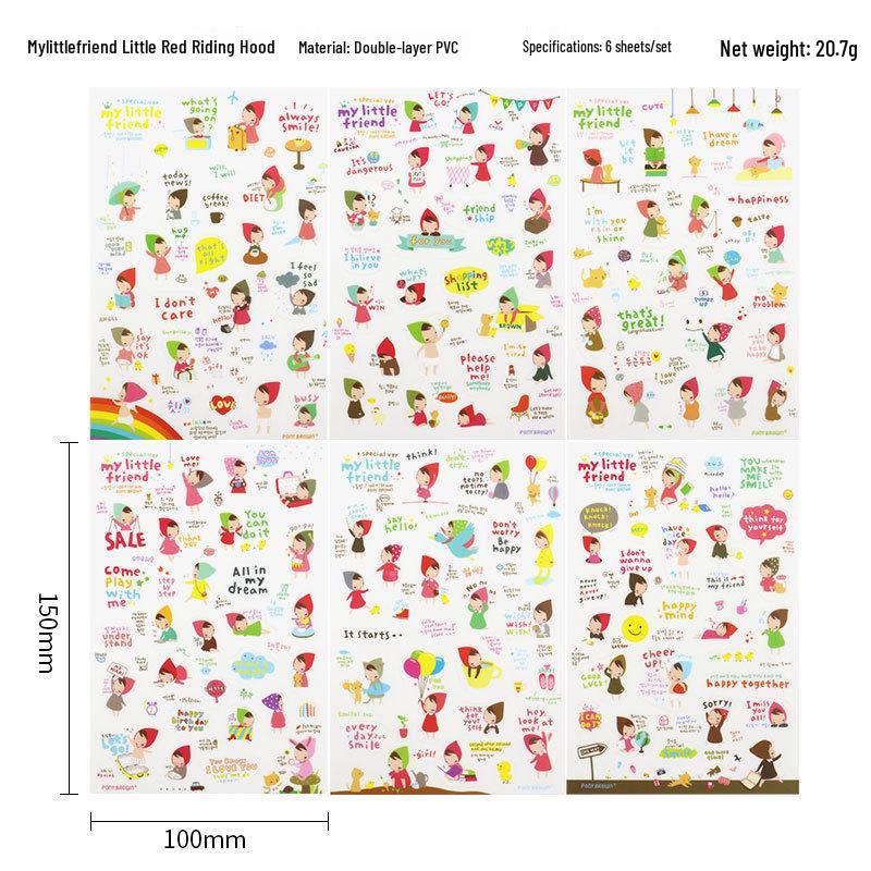 Korean Cartoon Animal Transparent PVC Stickers for Diaries and Baby Growth Journals