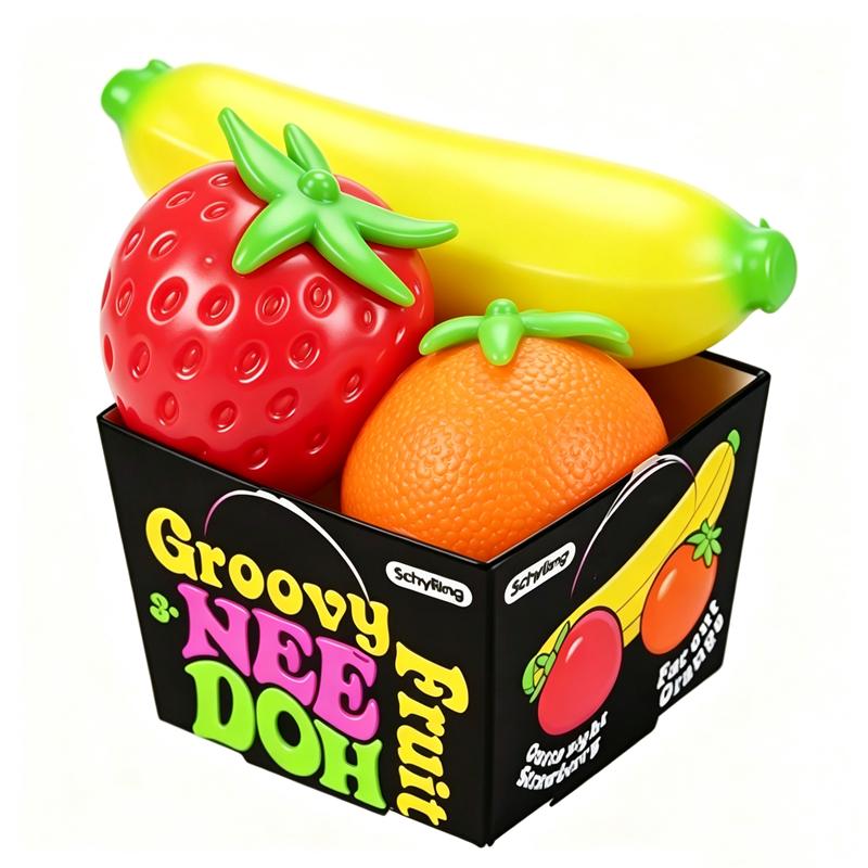 NeeDoh New Fruit Squishy Toy Simulated Strawberry Bananab Orange Fidget Sensory Toy Stress Relief Anti-Anxiety TPR Toy