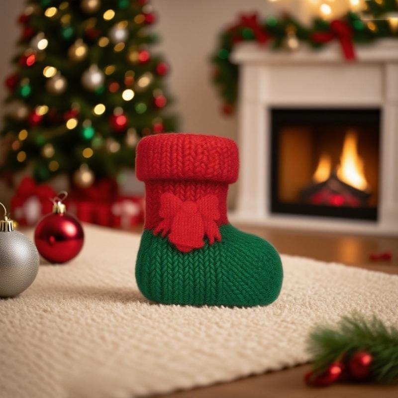 Silicone Boot Shaped Candle Mould With Bells Embossing for Candle and Craft