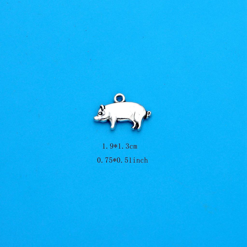 Set of 10 Tibetan Pendants Featuring Chubby Pig Designs, Ideal for Creating European Bead Jewelry And DIY Crafts, Measuring 13X1