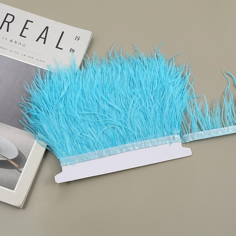 Color 8-10 Cm Ostrich Hair Cloth Edge Clothing Cuffs Hem Ostrich Feather Strips Cloth With Accessories Lace