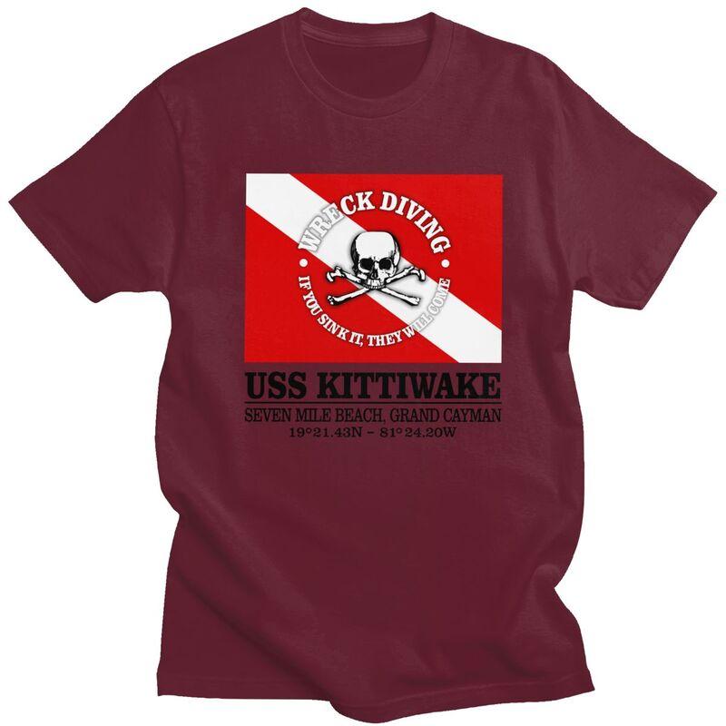 Custom USS Kittiwake Scuba Diving T Shirt for Men 100 Cotton Tee Short Sleeves Diver Dive Flag Tshirts Slim Fit Clothing Gift