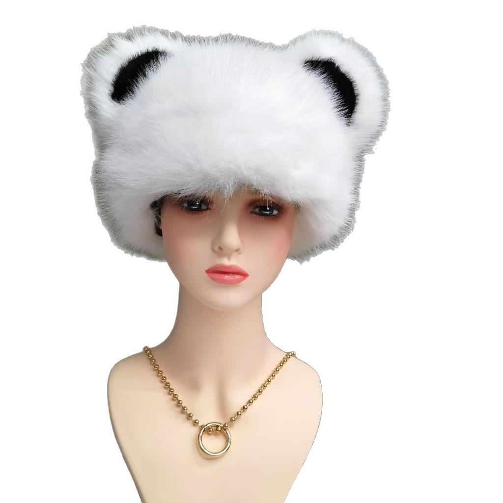 New thickened imitation silver blue fox fur imitation fox hair cold and warm ear protection plush plush hat winter
