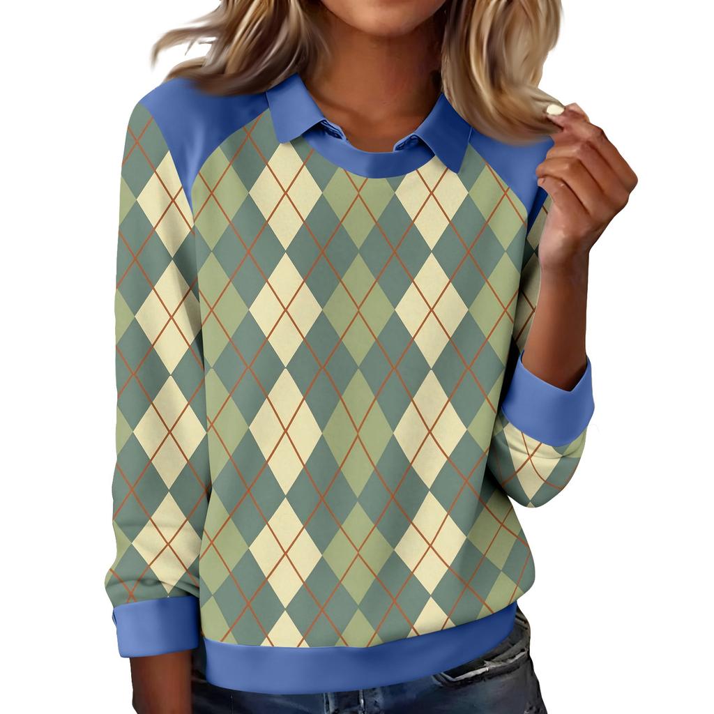 Women's Fashion Christmas Printed Long-Sleeve Pullover Top