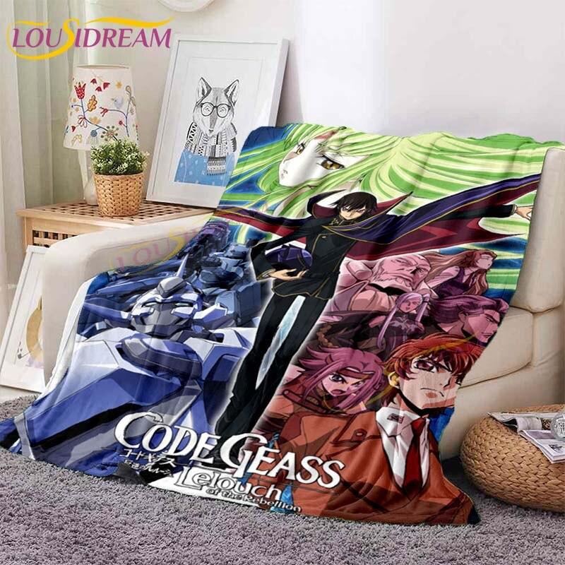 Classic Anime Blanket Code Geass Flannel Throw Blanket Lelouch Chair Sofa Lazy Blankets Cartoon Blankets for Home Bedroom Travel