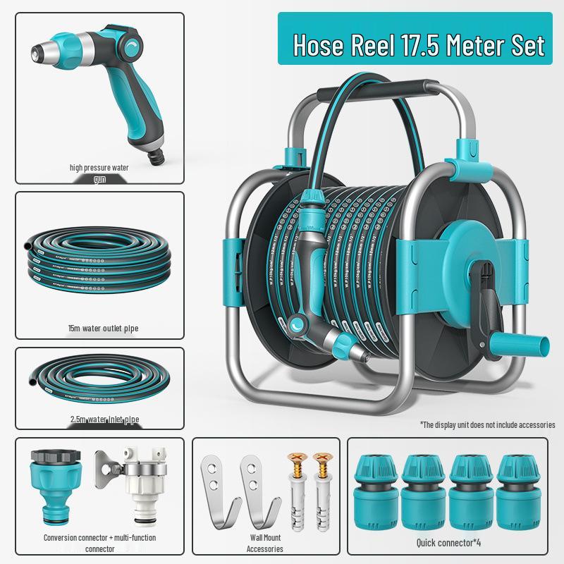 High-Pressure Car Wash Gun with Hose, Anti-Freeze Connector, Storage Rack, and Reel for Garden and Household Use