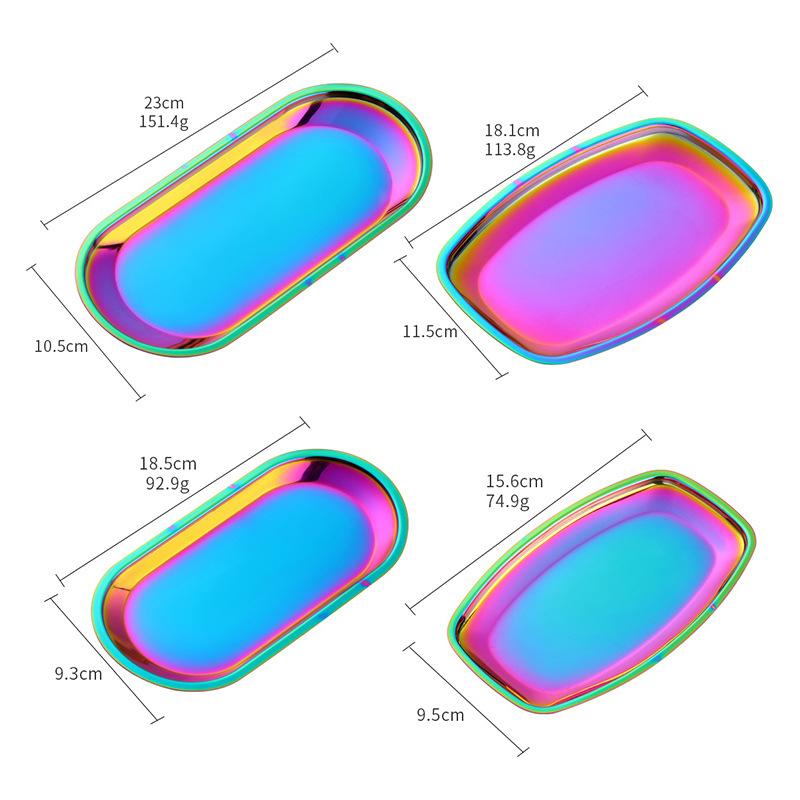 Stainless steel square steel plate, hotel restaurant, Dim sum plate, jewelry plate, ellipse, multi-purpose storage plate, towel plate
