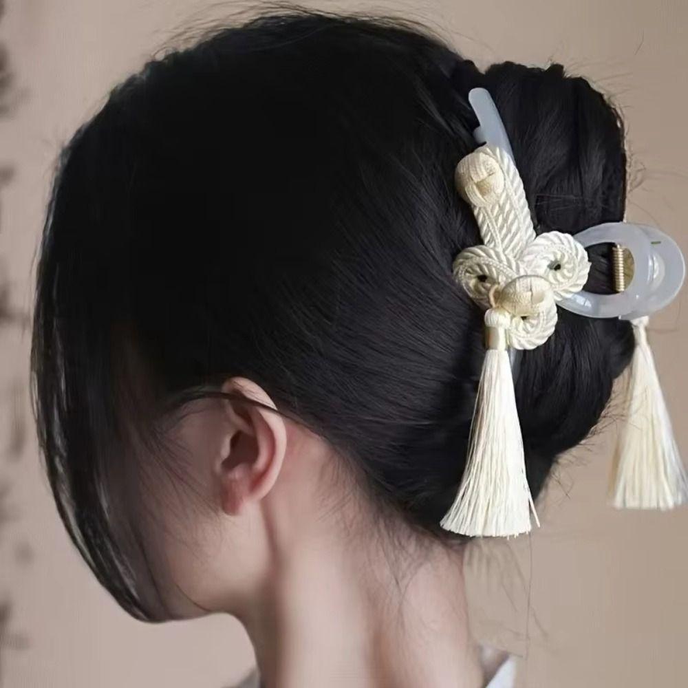 Acryl Handgewebte Quaste Clip Elegante Haarspangen für Cheongsam Hanfu Geflochtene Hochsteckfrisur