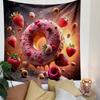"Strawberry Donut Explosion Art Print" Patterned Tapestry Decorative Wall Hanging, Home Bedroom Living Room Decor