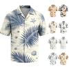Herren Freizeit Hemd mit Hawaiianischem Print, kurzärmelig, zum Knöpfen, mit Kragen für den Sommer