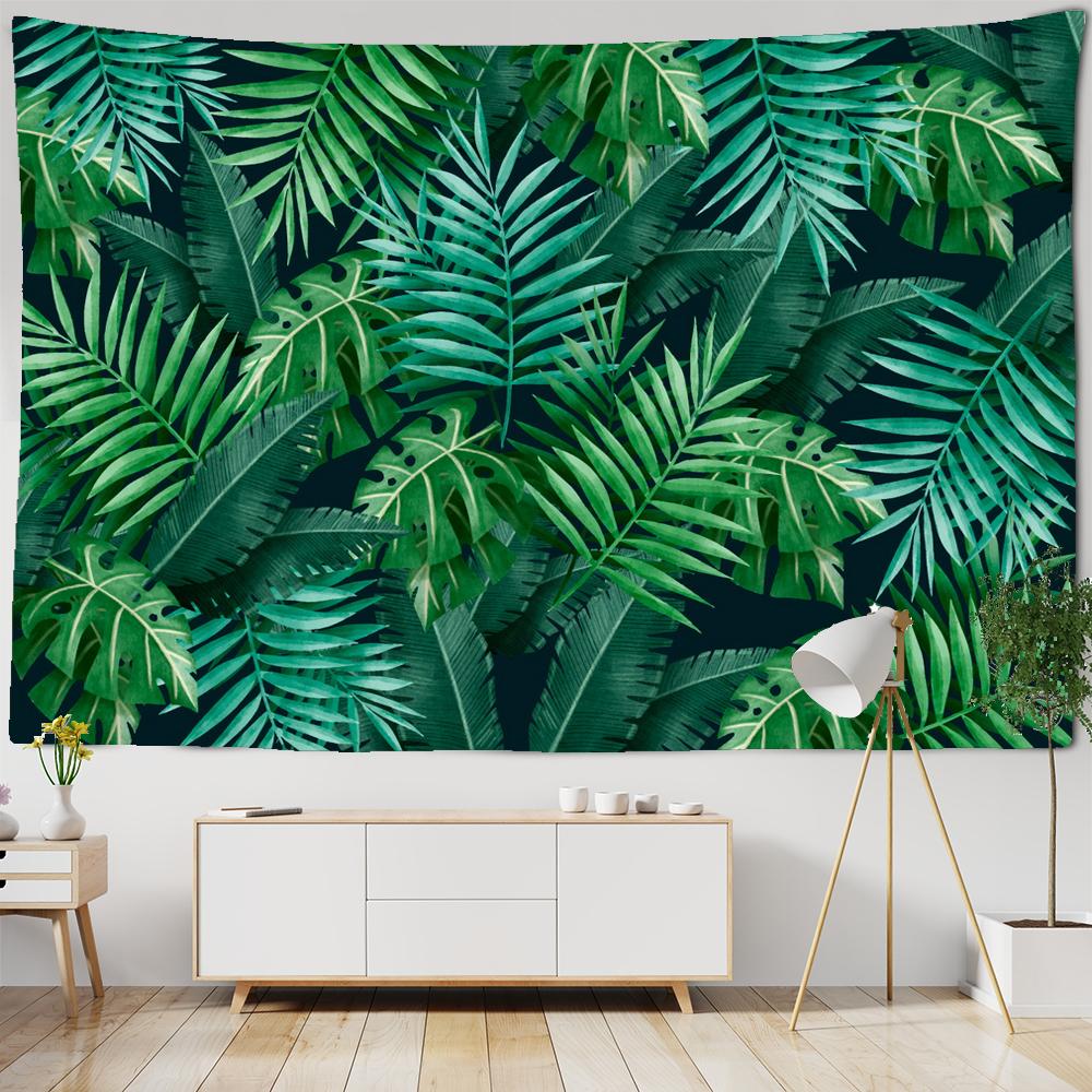 Tapestrie Botanică Verde Frunze de Palmier Plante de Pădure Tropicală din Asia de Sud-Est Tapiserie de Agățat pe Perete Pânză de Perete