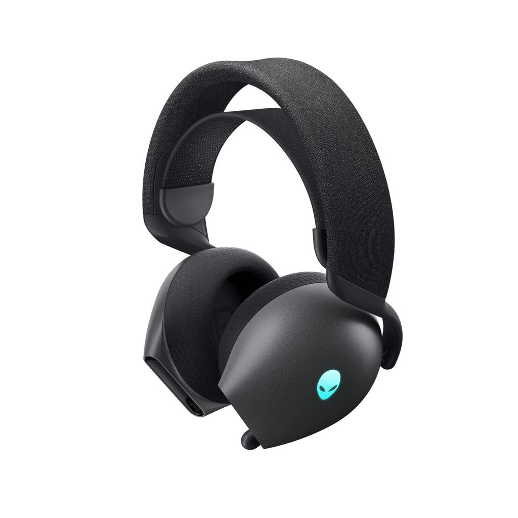 Alienware Tri Mode Wireless Gaming Headset AW725H Dark Side of the 40mm Certified Dolby Retractable Boom AI Noise Lightweight RGB Bluetooth - Moon,