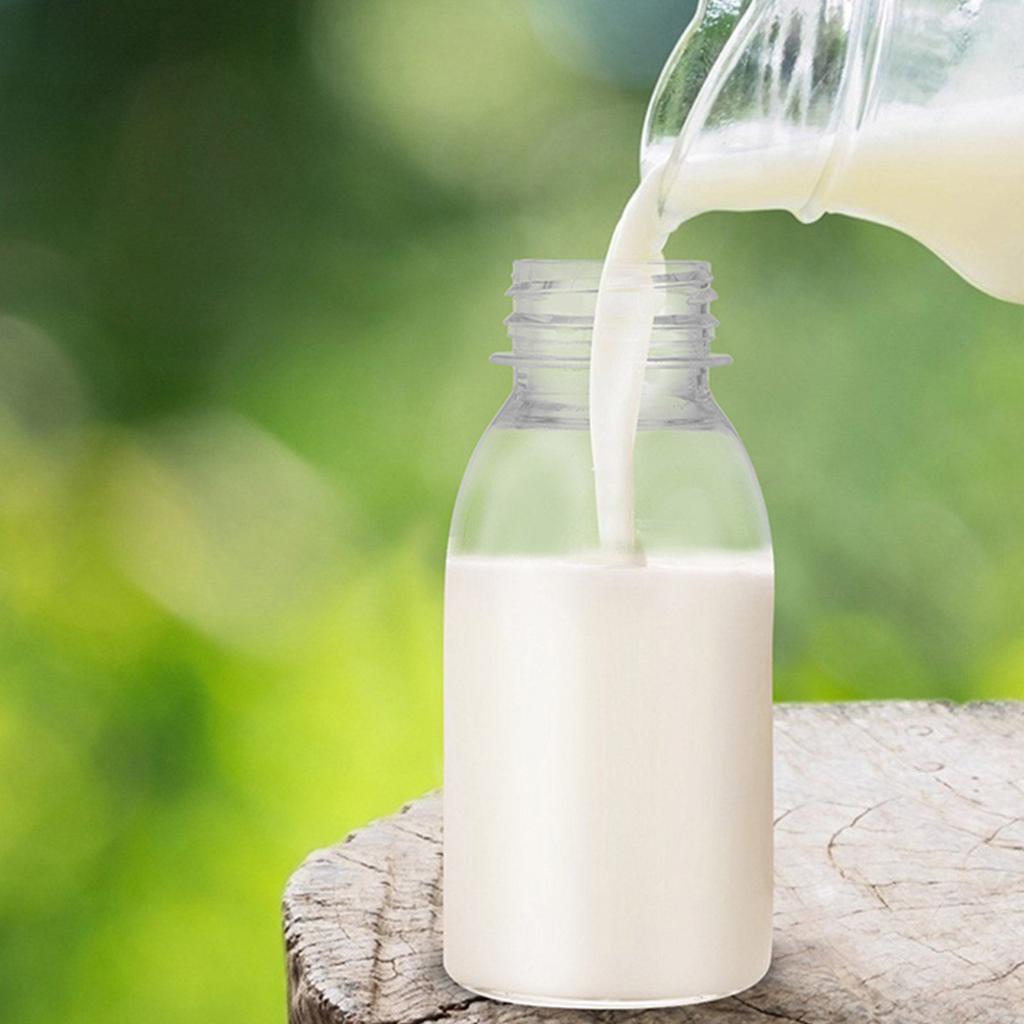 PET Plastic Transparent Milk Bottles 10pcs Juice Beverage Containers Disposable Water Jars for Sub Drinks