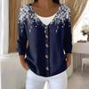 Damemote Langermet Christmas Snowman Snowflake Print Jakke Cardigan