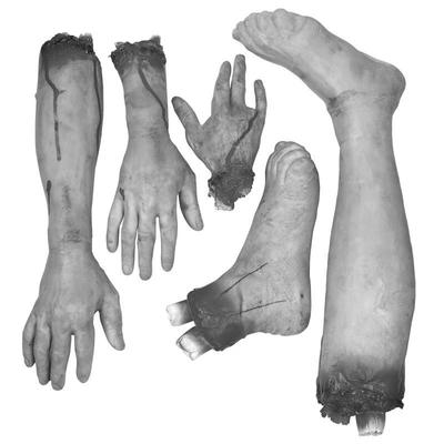 Gefälschte abgetrennte Hände, Halloween-Zombie-Hand, abgetrennter Arm, Requisiten, gebrochene Körperteile für Spukhaus-Halloween-Dekorationen, heikles Spielzeug
