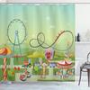 Cartoon Ferris Wheel Theme Shower Curtain,Cartoon Hot Air Balloon Ferris Wheel Print Bathroom Curtain Waterproof Cloth With Hook