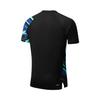 Li Ning Badminton Serie Allover-Print V-Ausschnitt Pullover Bequem Vielseitig Atmungsaktiv Kurzarm Badmintonshirt Unisex Oberteile Schwarz AAYU223-1
