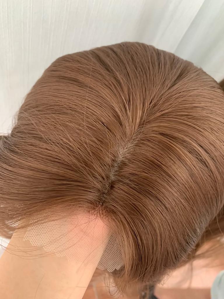 Honey Brown Wig A Woman with A Wig Has Long Hair with A Middle-parted Figure-eight Fringe Lazy Big Wavy Long Curls Headband Wig