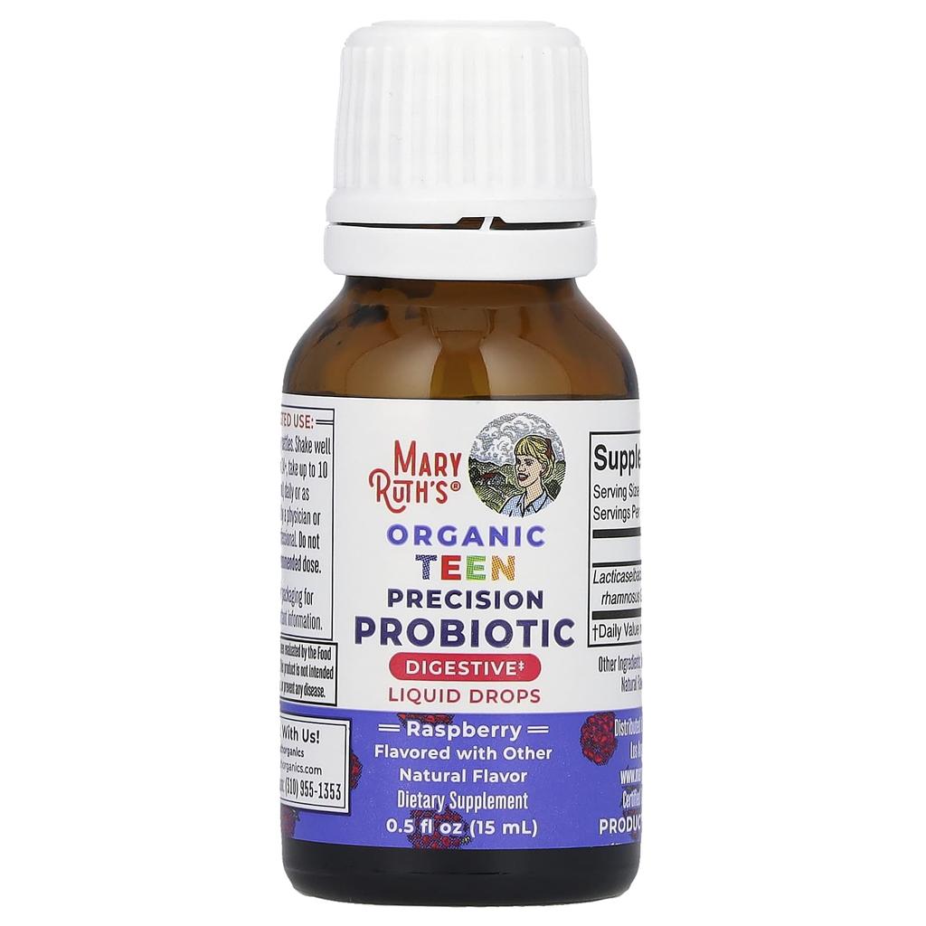 MaryRuth's Organic Top 10 Precision Probiotic, Liquid Drops, Raspberry, 3 Billion CFU, 0.5 Fl Oz (15 Ml)