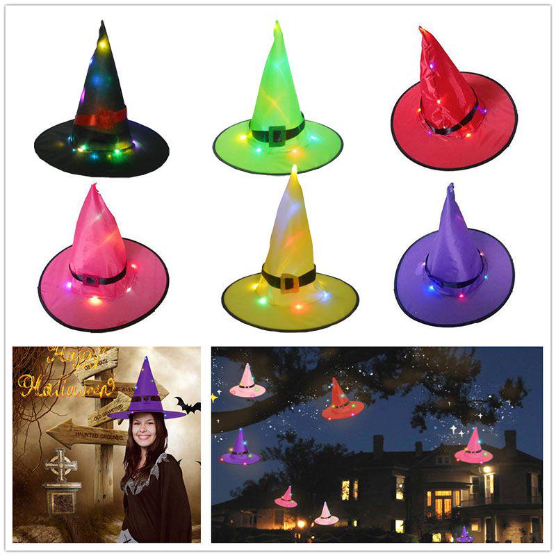 Festliche leuchtende Halloween-Hexenhüte für Outdoor-Cosplay-Partys und Dekorationen