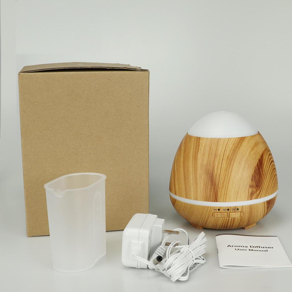 Wood Grain Aroma Diffuser with Seven-Color LED Humidifier