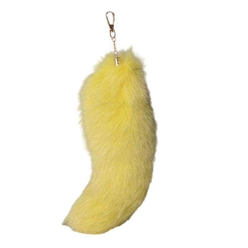 Plush Faux Hair Foxes Tail Keychain Elegant Keyrings Charm with Foxes Tail Pendant Fashionable Keychain Decorations