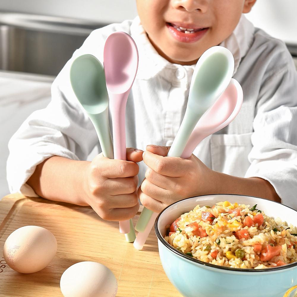 Long Handle Food-Grade Silicone Salad and Mixing Spoon for Kids
