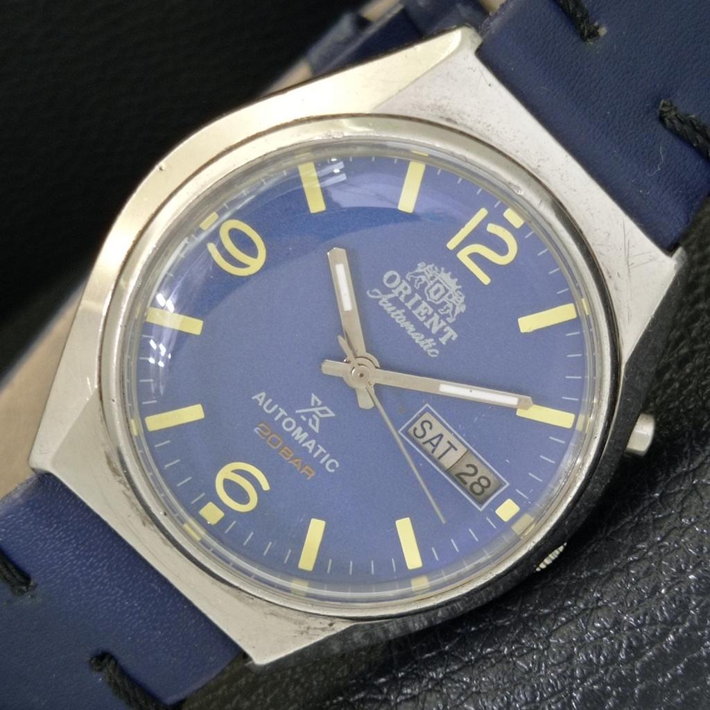 AUTOMATIC VINTAGE ORIENT 46941 JAPAN MENS BLUE COLOR DIAL WATCH a500745-5 R154-a500745