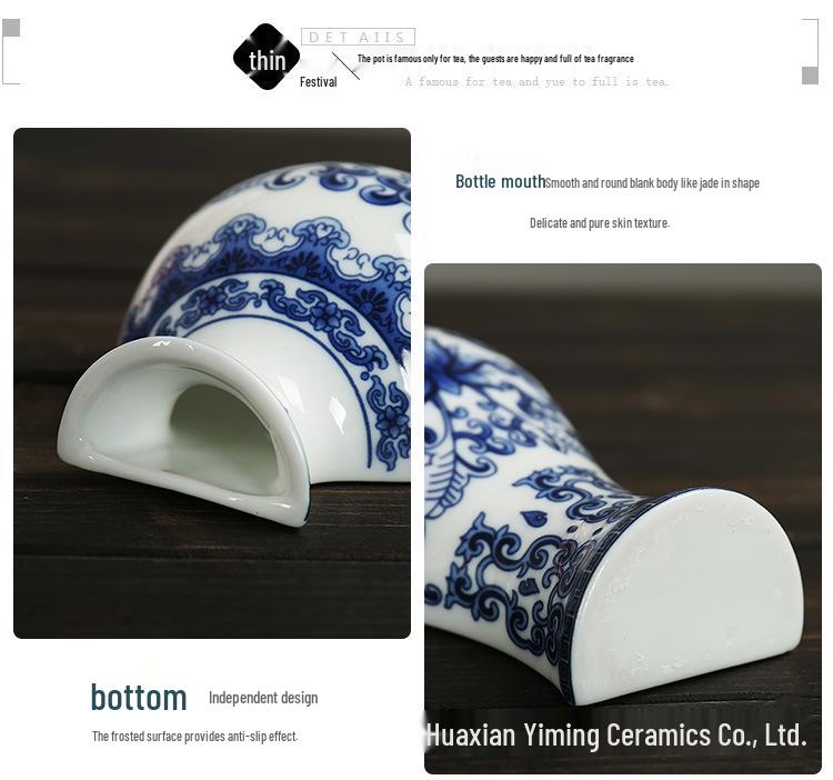 Mini Celadon Blue & White Porcelain Wall Vase: Small Hydroponic Flower Holder Ornament