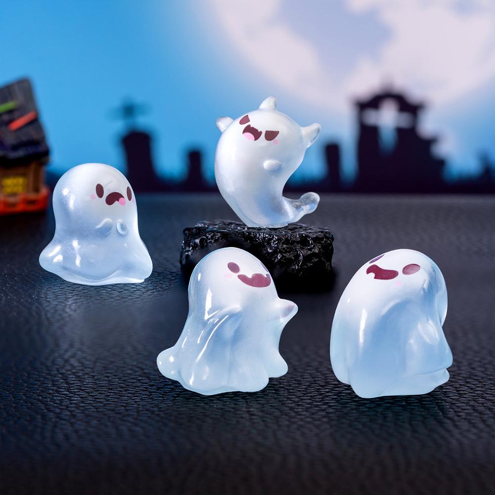 6PCS Halloween Decorations Glow In The Dark Statues Fairy Garden Accessories, Halloween Miniatures Resin Ornaments, Mini Glowing Resin Decor