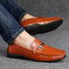 Fashion Non-slip Men Shoes Loafers Genuine Leather Men Fashion Casual Shoes Slip-On Black Moccasin Mens Lightweight Soft Sole Peas Shoes